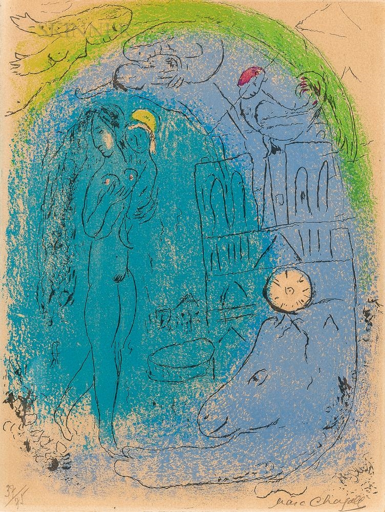 Mère et enfant devant Notre-Dame by Marc Chagall, 1952