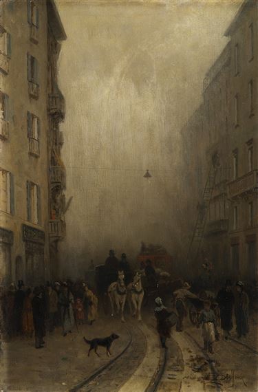 L'incendio sul Corso (Nebbia sul Corso) by Luigi Steffani