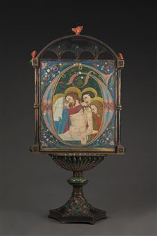 Silver reliquary containing copies of old paintings - Alfredo Ravasco