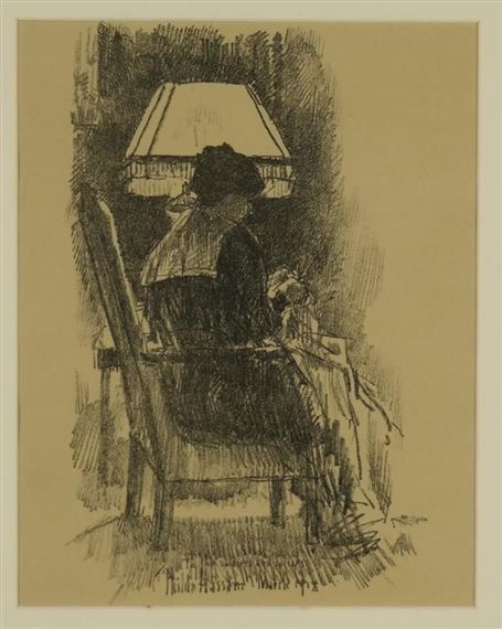 "Mrs. Hassam Knitting." by Childe Hassam, 1918
