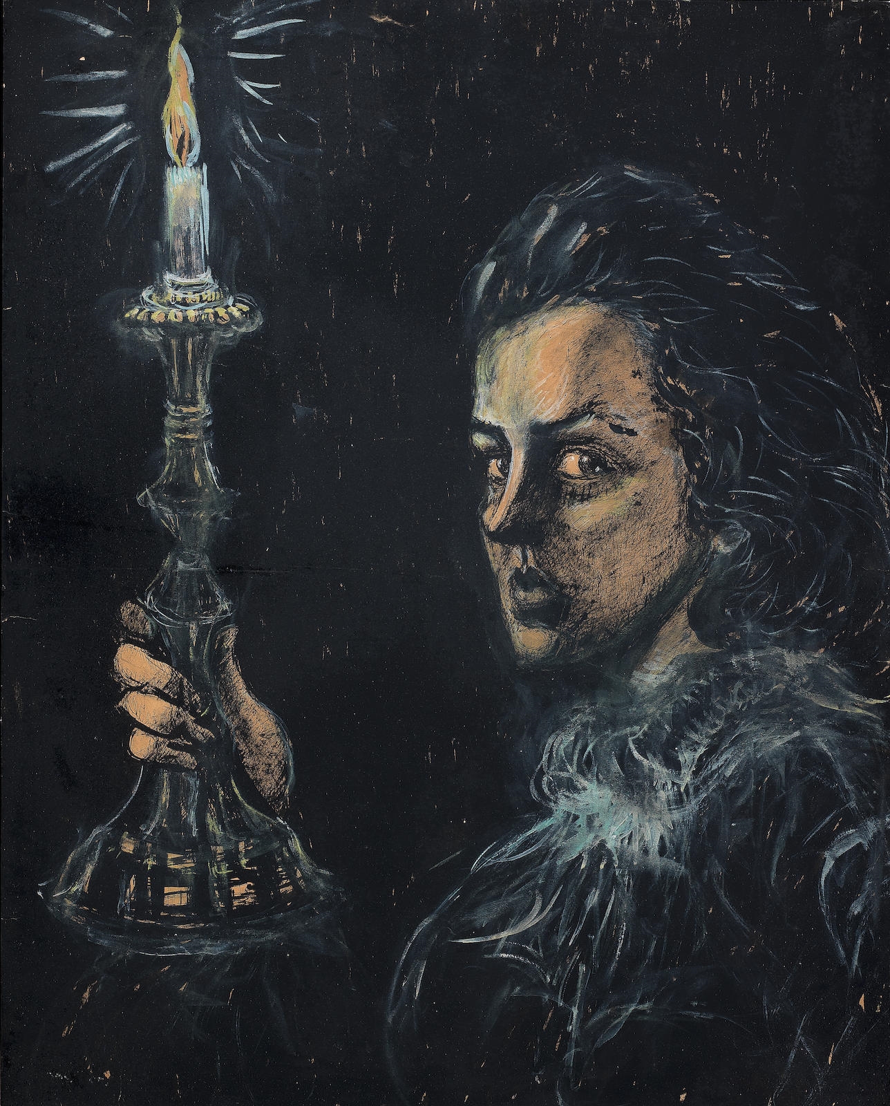 Artwork by Fahr-el-Nissa Zeid, Portrait of the artists daughter, Made of oil on panel, framed