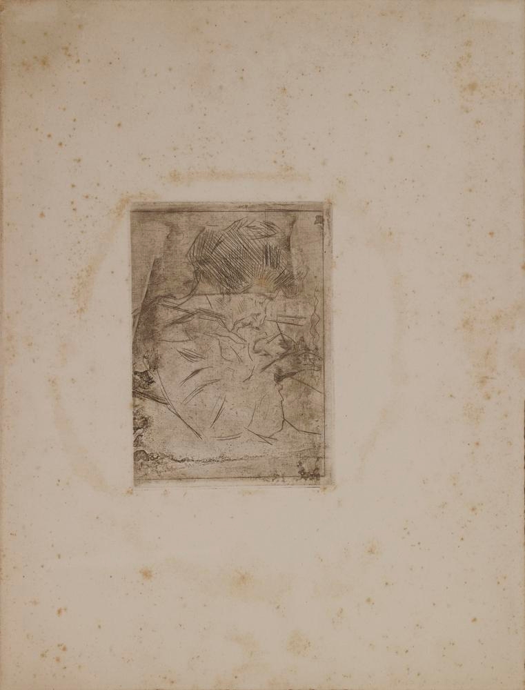 Artwork by Umberto Boccioni, DONNA CHE FUMA MENTRE SCRIVE, Made of etching and drypoint