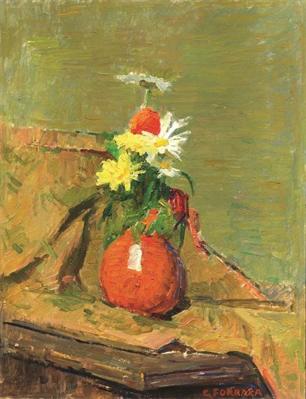 NATURA MORTA CON VASO DI FIORI by Carlo Fornara