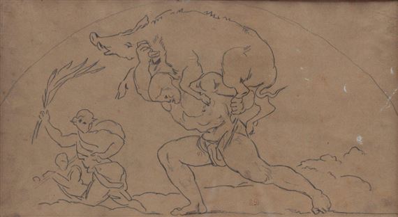 Eugene Delacroix Etude Pour L Hercule Et Le Sanglier D Erymanthe Du Salon De La Paix Mutualart