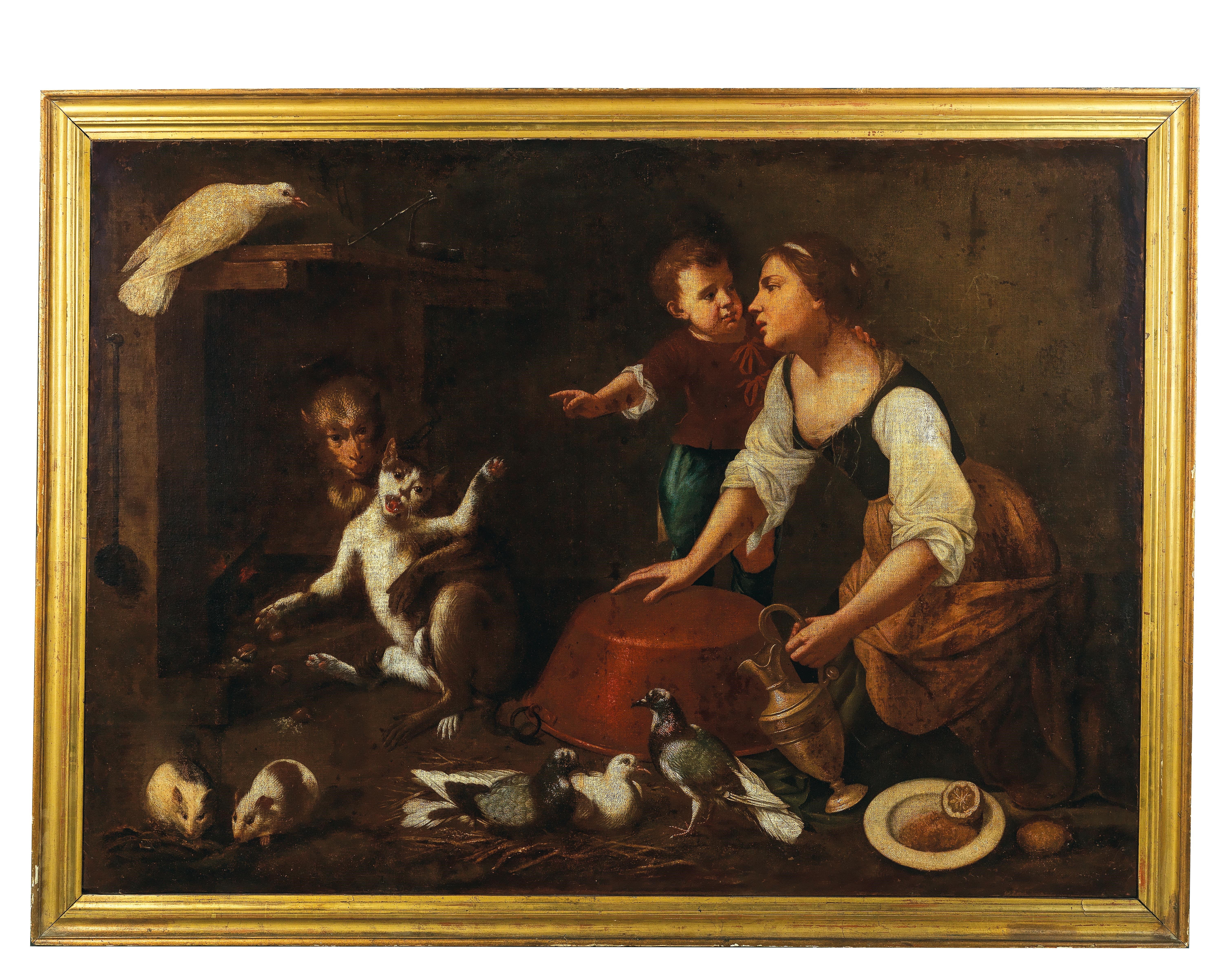 Artwork by Master of the Armenti, The tale of the Monkey and Cat, Made of oil on canvas