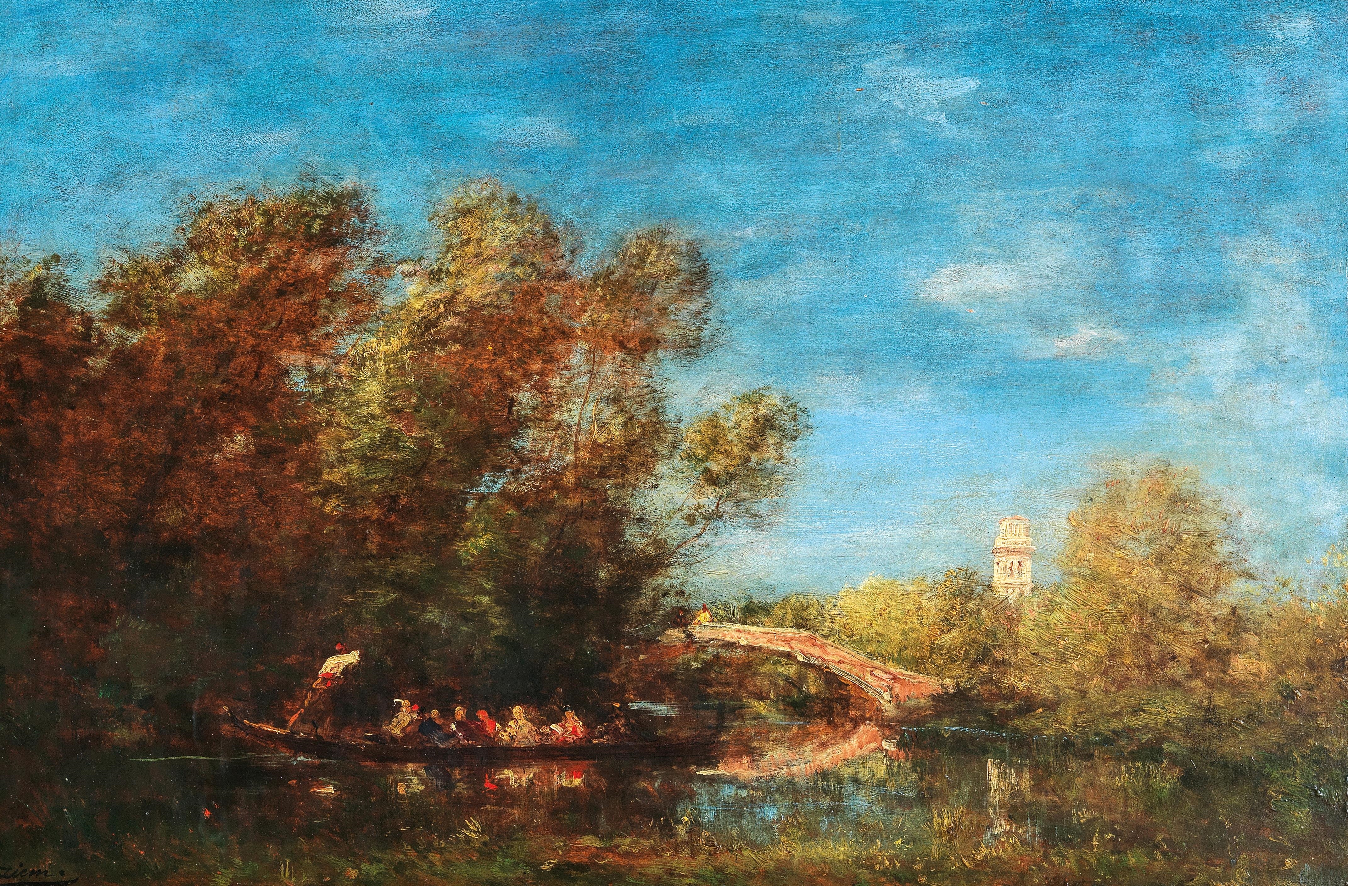 Artwork by Félix Ziem, Les Jardins de Venise, Made of oil on panel