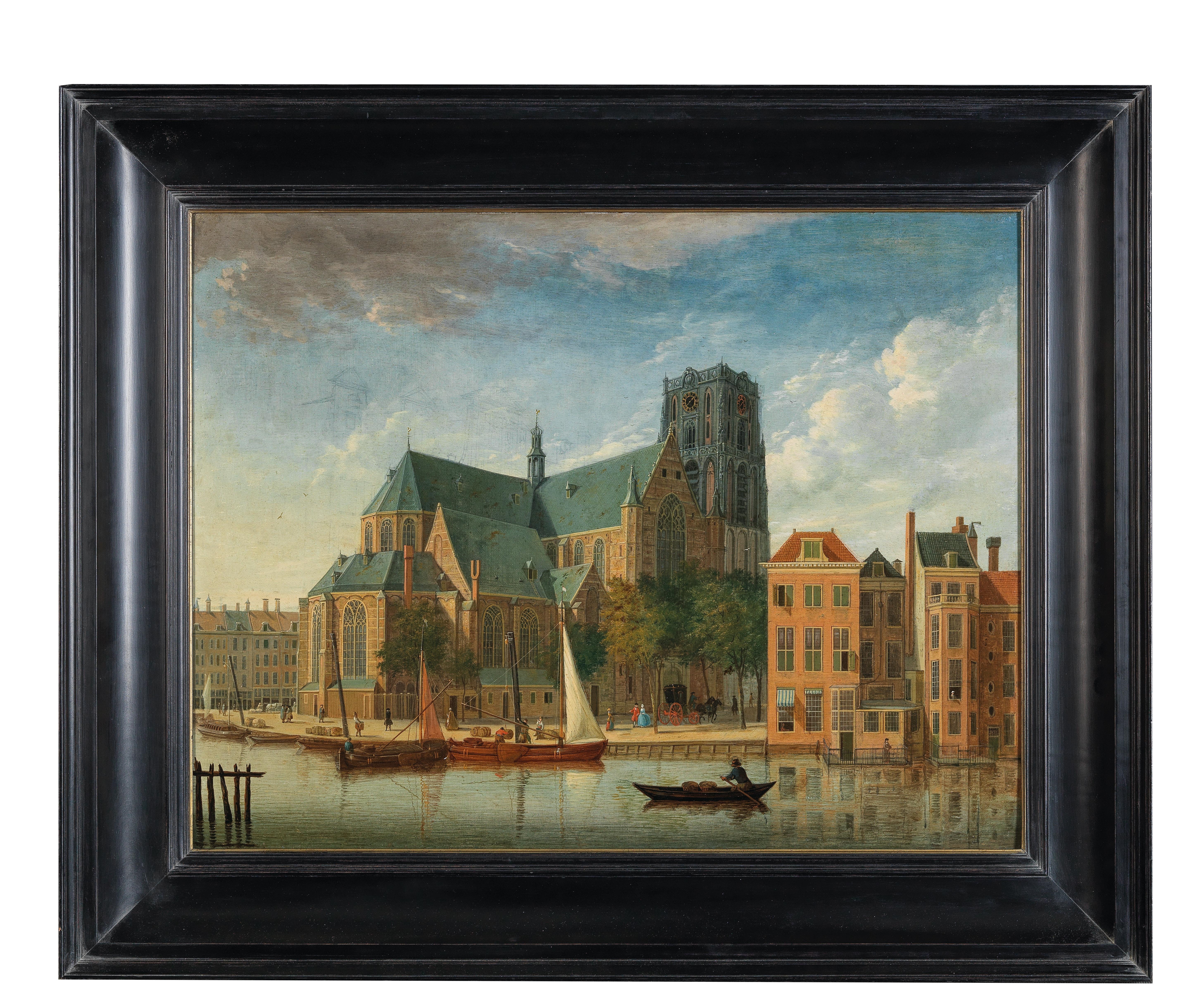 Artwork by Jan ten Compe, The Sint Laurenskerk, Rotterdam, from the Northeast; and The Grote Markt, Haarlem, from the Northwest, Made of oil on panel
