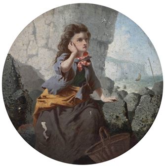 Young girl in front of a rocky coast - Frederick Milner