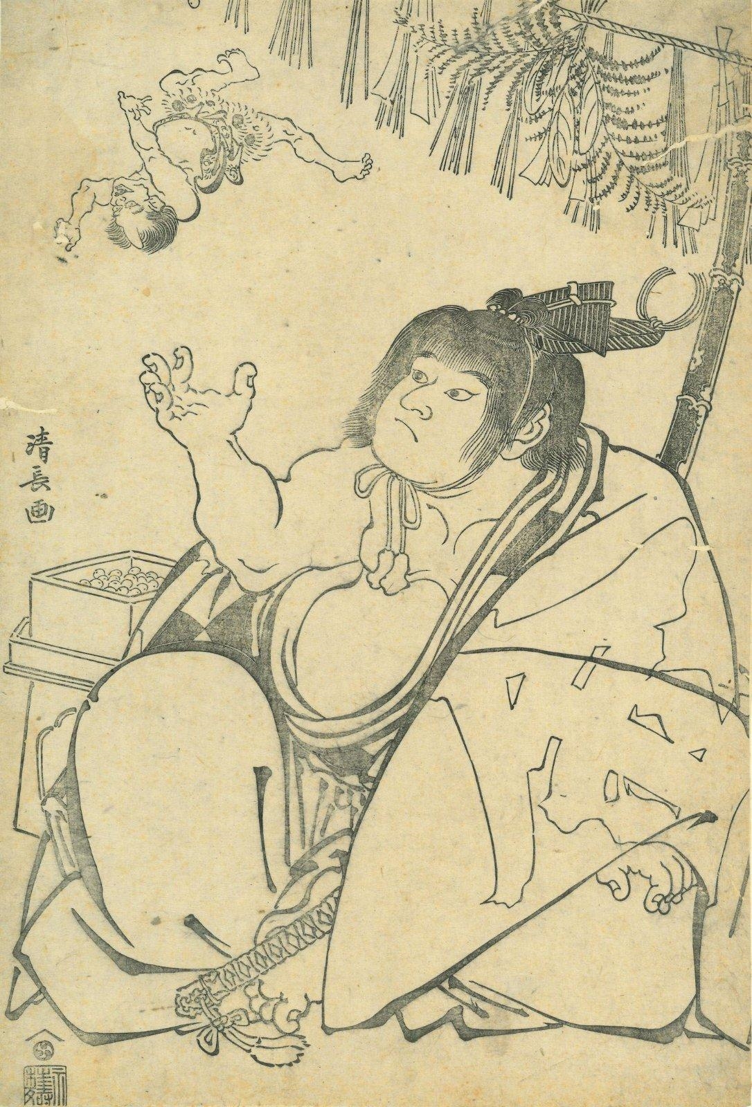 Artwork by Torii Kiyonaga, Kintaro, Made of Oban format