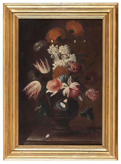 Two works: VASO DI FIORI CON ROSE E CAMPANELLE; VASO DI FIORI CON TULIPANI E CAMPANELLE by Italo-Dutch School, 18th Century