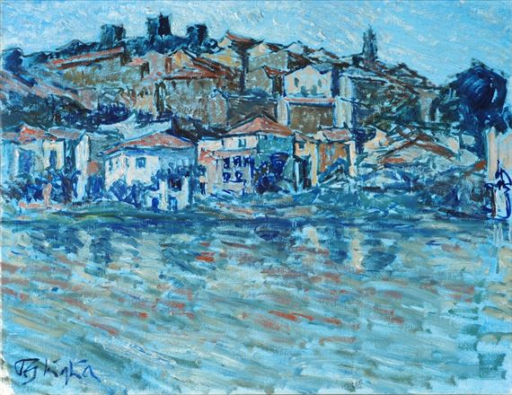 Veduta di paese dal mare by Paolo Ghiglia