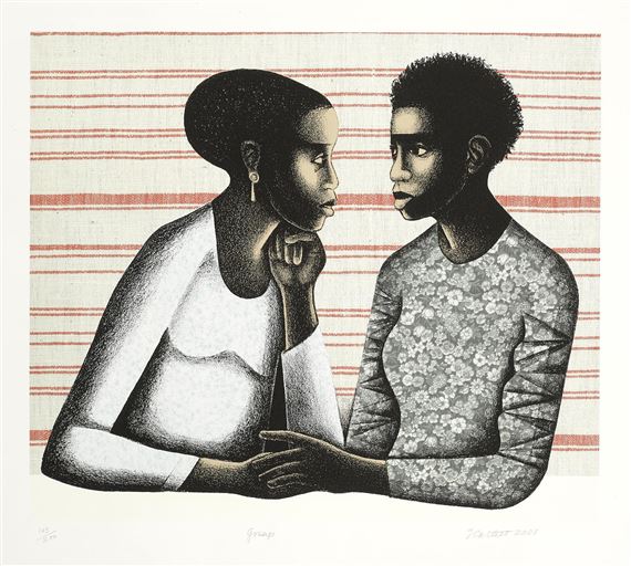 Gossip by Elizabeth Catlett, 2005