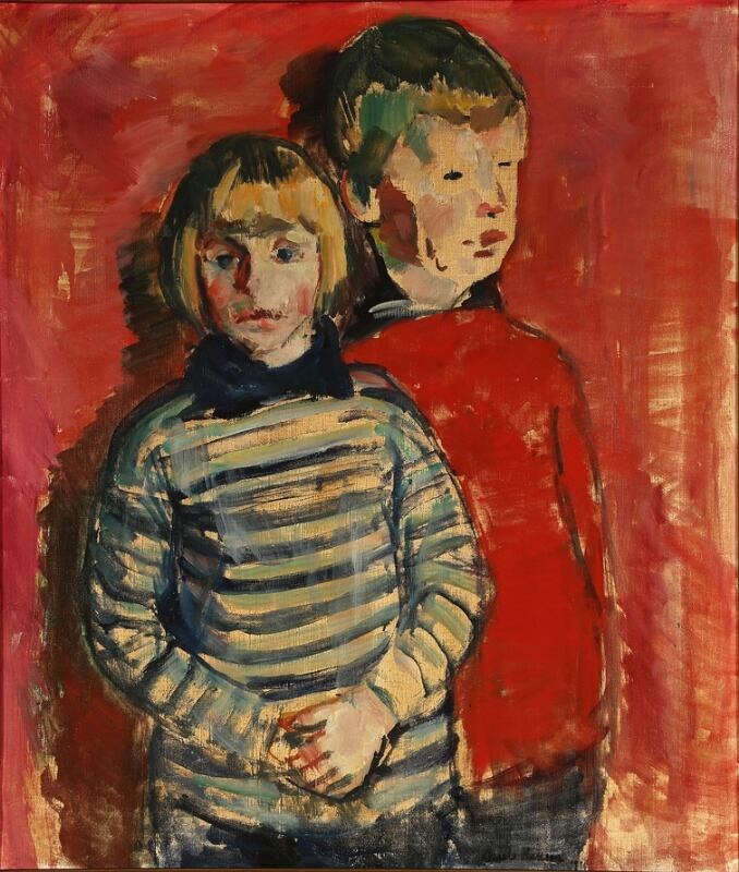 Portrait of two children by Niels Hansen, 1936