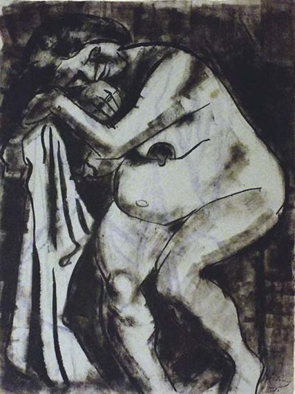 Sitzender Weiblicher Akt by Hans Körnig, 1951