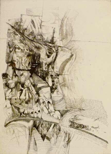 Artwork by Wolfgang E. Biedermann, Ahrenshoop, Made of Etching in brown paper