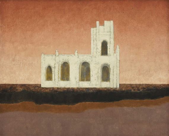 'ÉGLISE BLANCHE SUR ROSE' by Josselin Reginald Cortenay Bodley