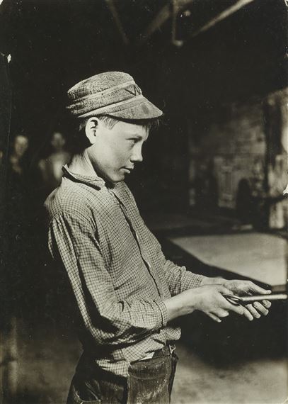 A typical glass-works boy, West Virginia. by Lewis Hine, 1908