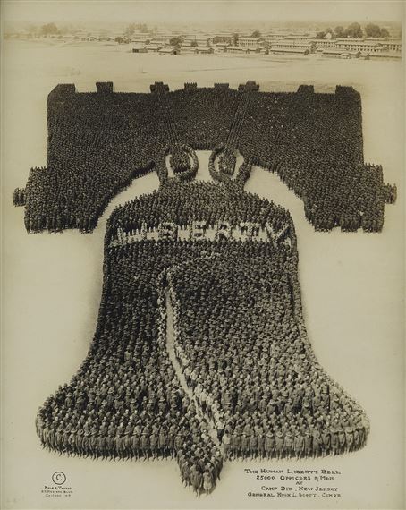 The Human Liberty Bell, 25,000 Officers & Men at Camp Dix, New Jersey, General Hugh L. Scott, Com'd'r. by John D. Thomas, 1918