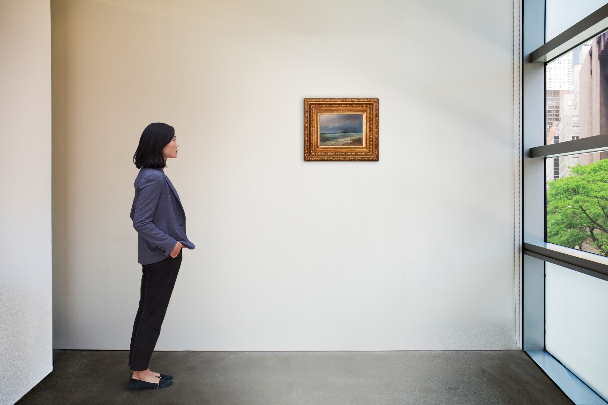 Artwork by Ivan Aivazovsky, SAILING SHIP ON A STORMY DAY, Made of oil on panel