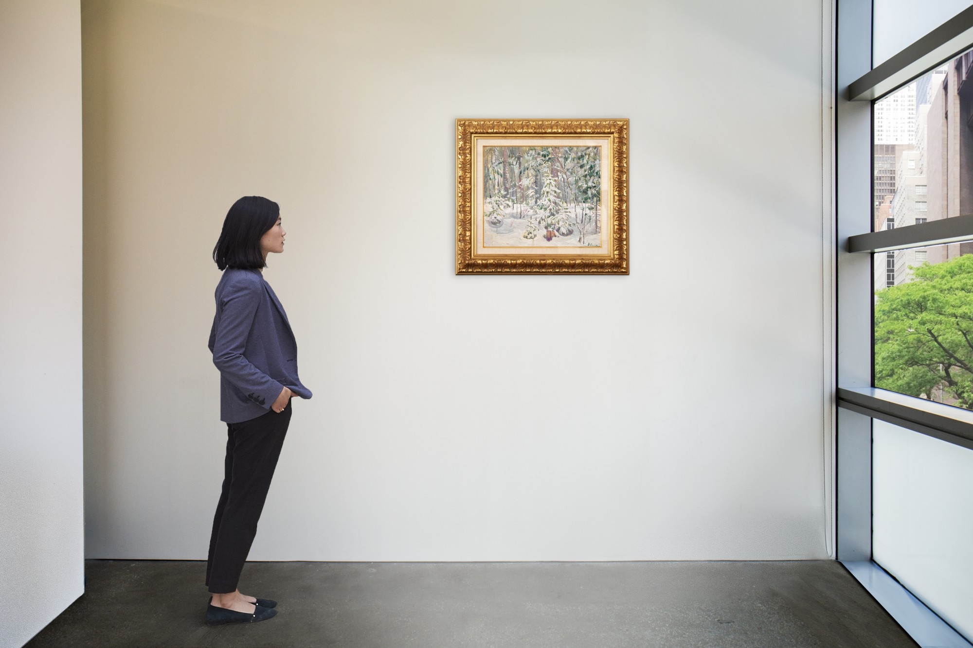 Artwork by Nikolai Mikhailovich Romadin, WINTER FOREST, Made of oil on artist's board