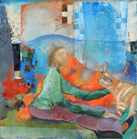 “Petting the cat” by Nikolai Reznichenko, 1994