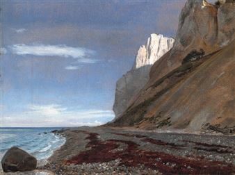 View towards Møns Klint (the cliffs of Møn) with 'Taleren' seen from the beach just below 'Sommerspiret' - Peter Christian Thamsen Skovgaard