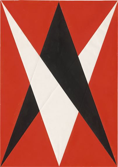Verklammerung von schwarzer und weißer Keilform by Hermann Glöckner, 1980