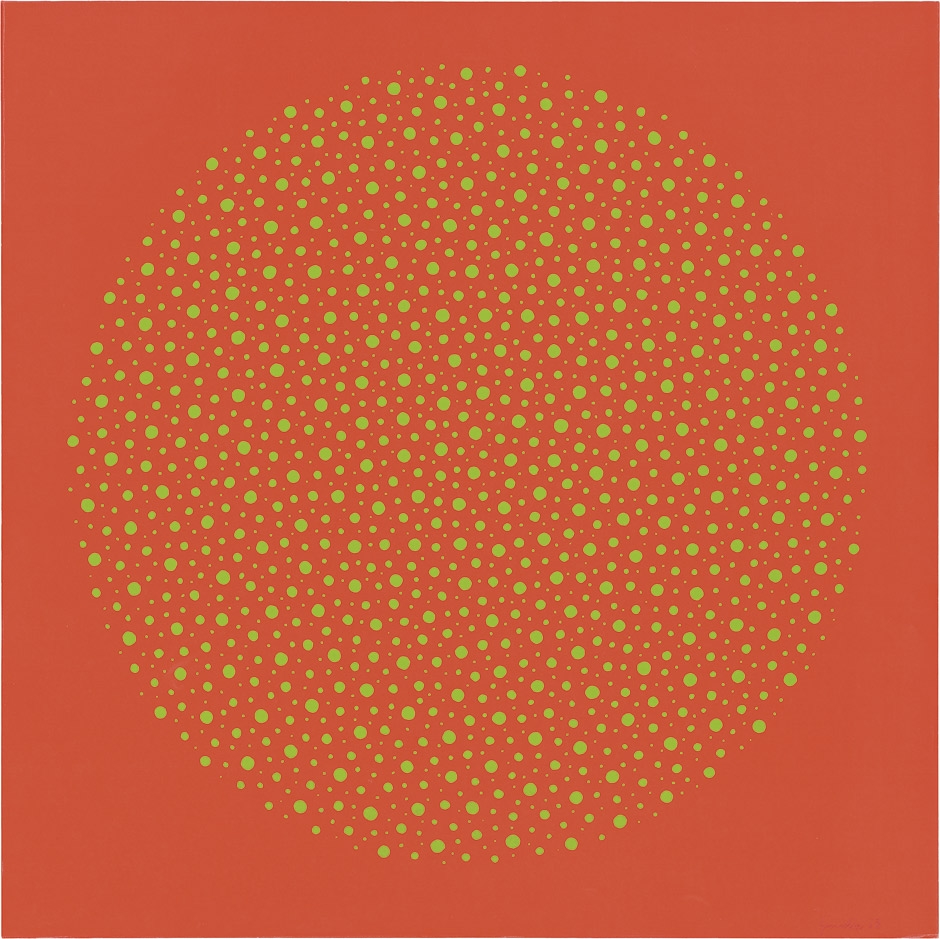 Artwork by Kuno Gonschior, Two works:Grün auf Rot; Rot auf Grün, Made of light  color on two-sided vellum (2)