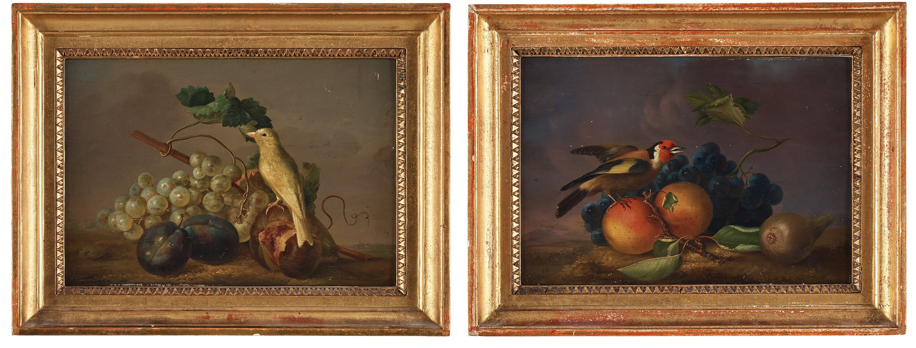 Artwork by Leopold Brunner the Elder, Still lifes with birds and fruits (2), Made of Panel