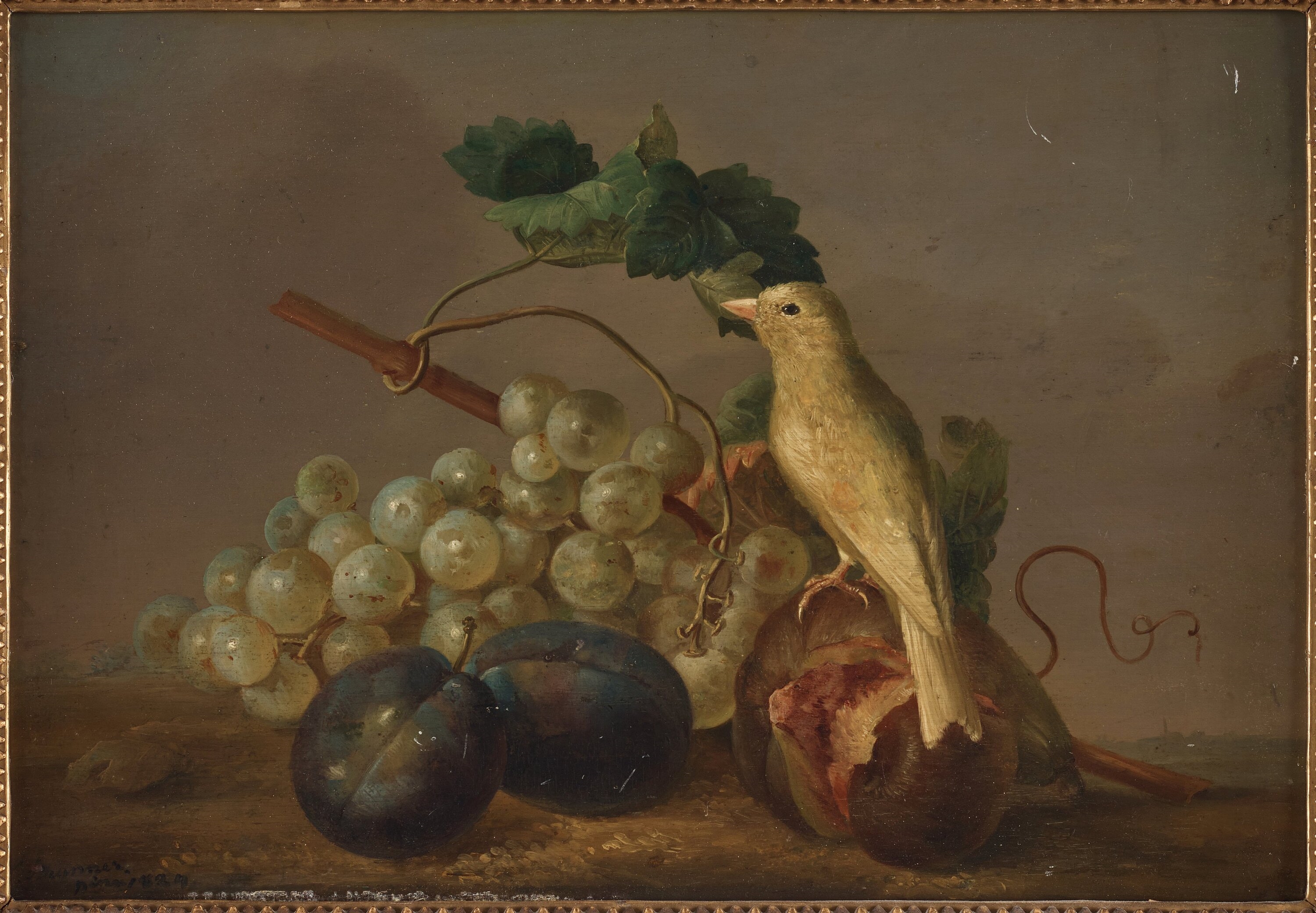 Artwork by Leopold Brunner the Elder, Still lifes with birds and fruits (2), Made of Panel