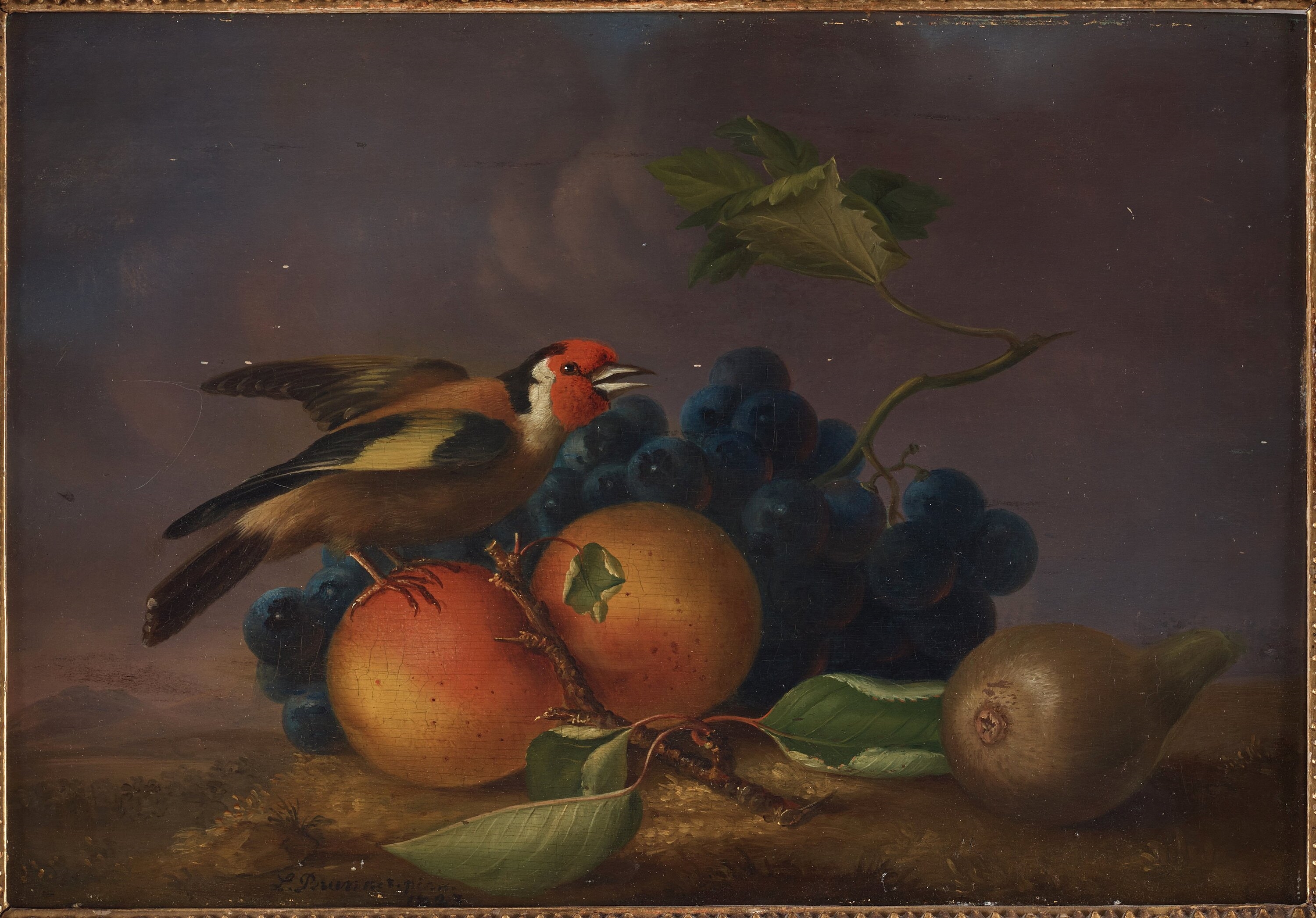 Artwork by Leopold Brunner the Elder, Still lifes with birds and fruits (2), Made of Panel