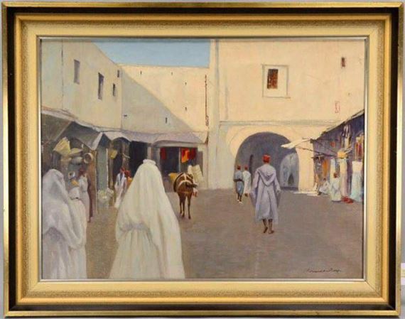 Lively street in Kairouan by Karl Rowedder - Ruge