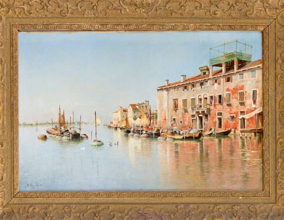 Ansicht von Venedig mit Fischerhäusern und -booten am Canal Grande by Rafael Senet