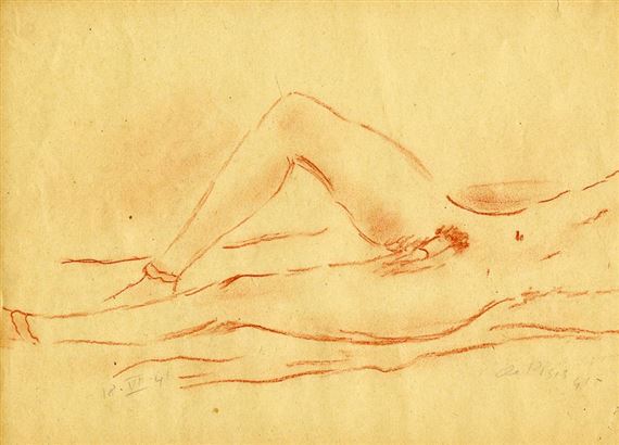 NUDO MASCHILE SDRAIATO by Filippo de Pisis, 1941
