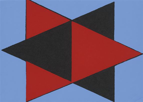 Rot und Schwarz, ineinander, auf Blau by Hermann Glöckner, 1983