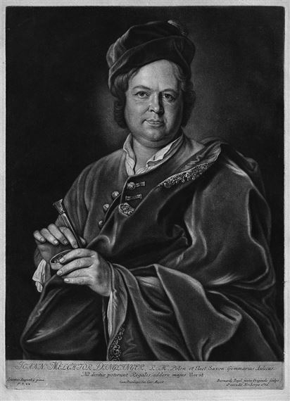 Porträt des Dresdener Hofgoldschmieds Johann Melchior Dinglinger by Jan Kupecký, Bernhard Vogel, 1736