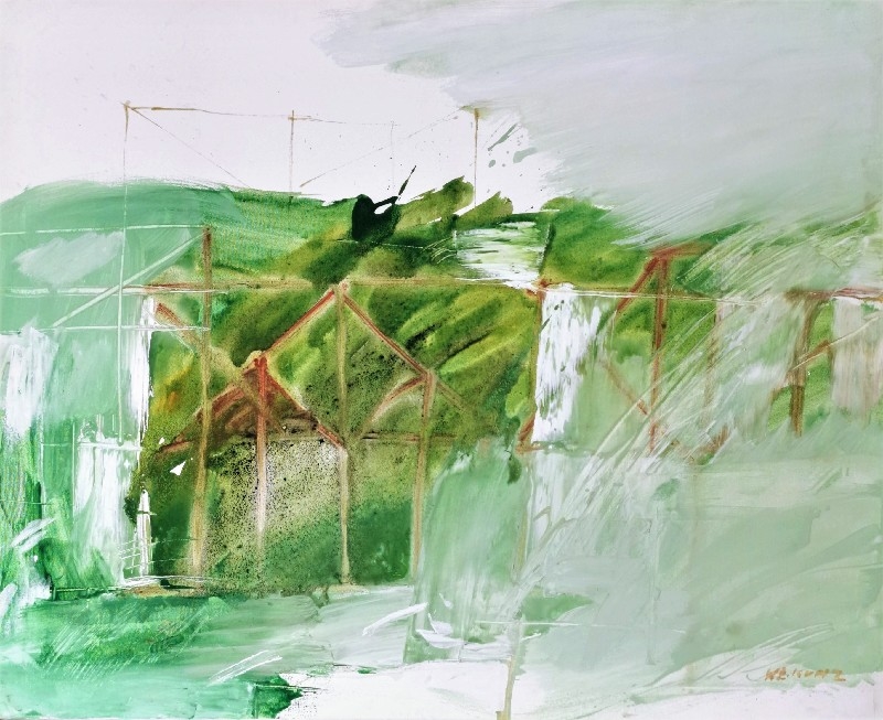 Artwork by Włodzimierz Kunz, Pejzaż letni, Made of oil, canvas