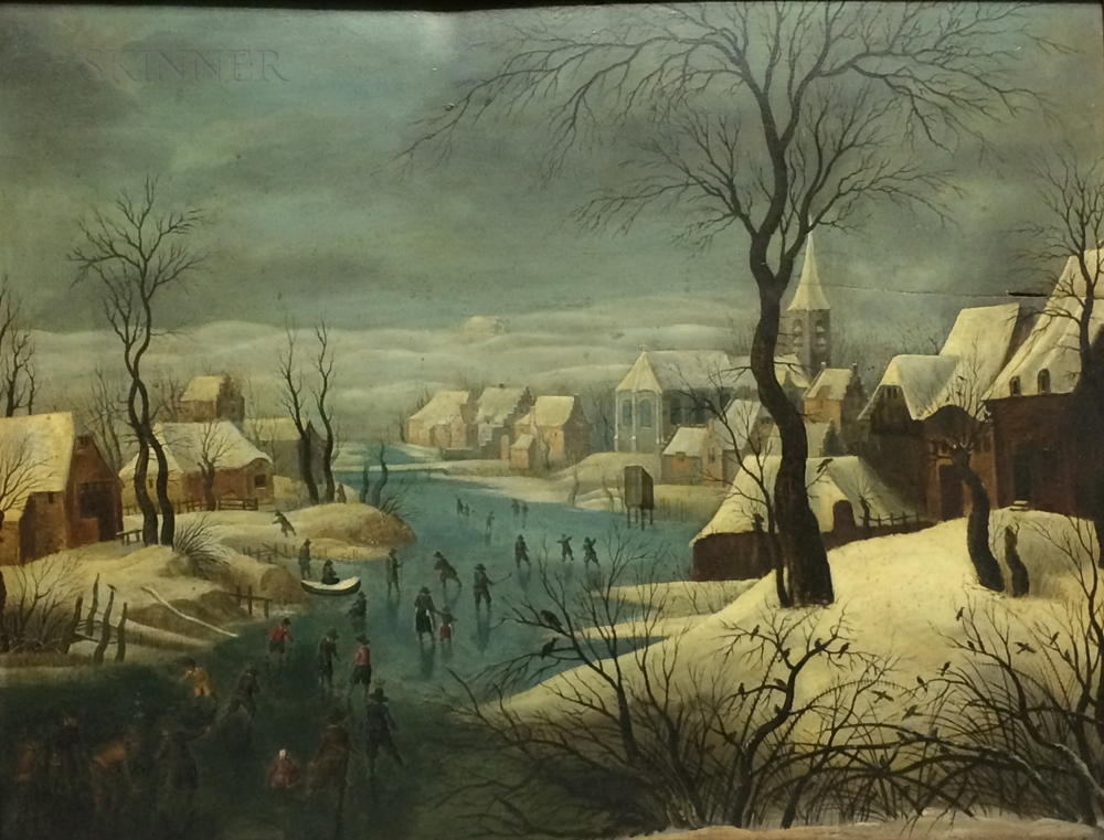 Artwork by Pieter Brueghel the Elder, Winterlandschap met schaatsers en vogelknip, Made of Oil on panel