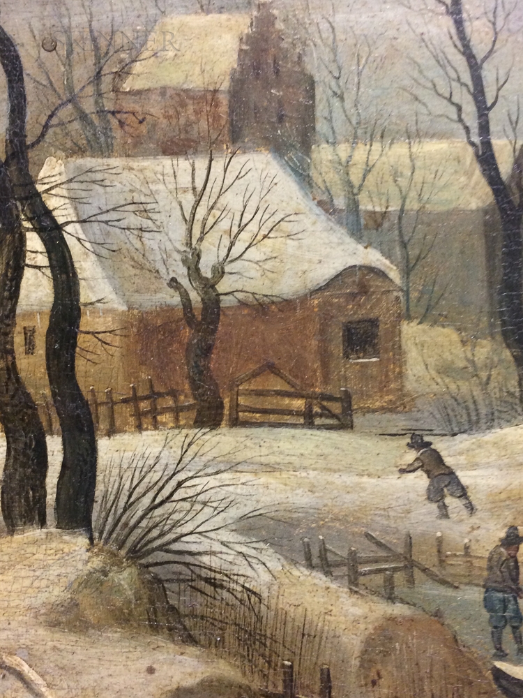 Artwork by Pieter Brueghel the Elder, Winterlandschap met schaatsers en vogelknip, Made of Oil on panel
