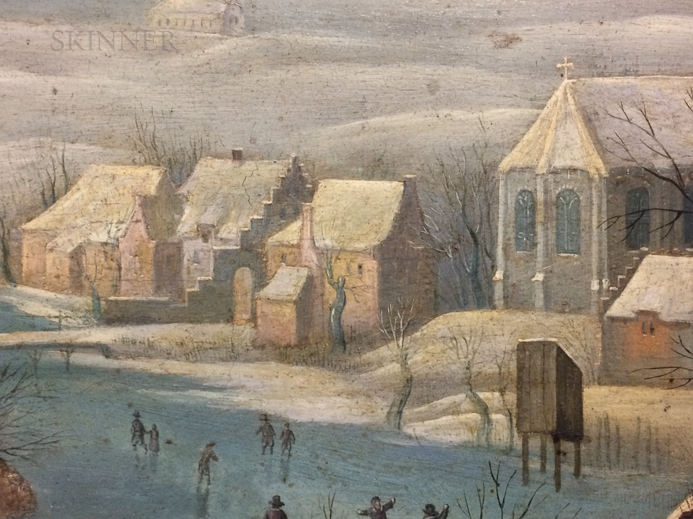 Artwork by Pieter Brueghel the Elder, Winterlandschap met schaatsers en vogelknip, Made of Oil on panel