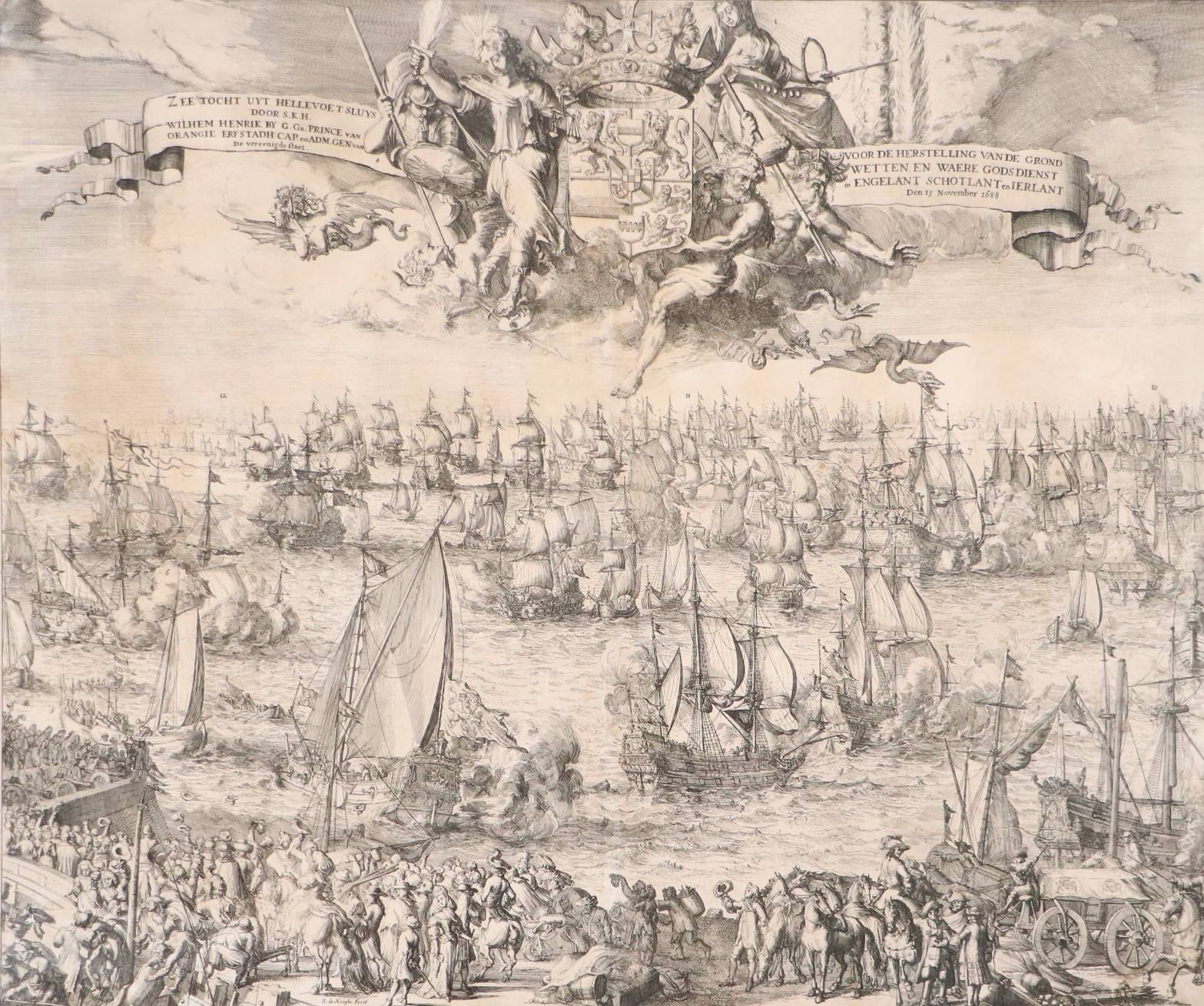 Romeyn de Hooghe Naval review of of the Prince of Orange at
