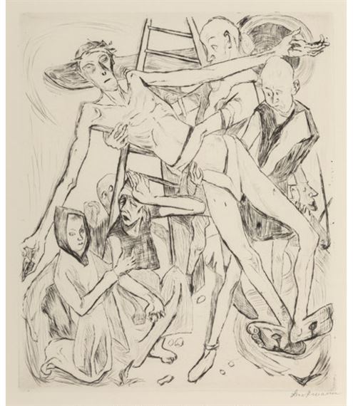 Descent from the Cross, pl. 11 by Max Beckmann, 1918