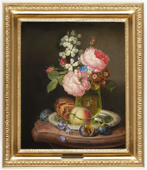 Stillleben mit Blumen und Früchten by Leopold Brunner the Elder, 1854