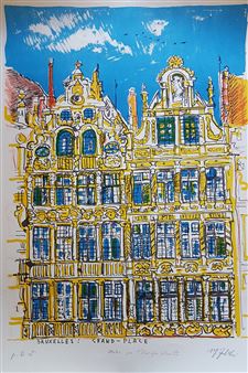 Three works: Bruxelles grand place, Lussemburgo and Amsterdam - Alfredo Fabbri