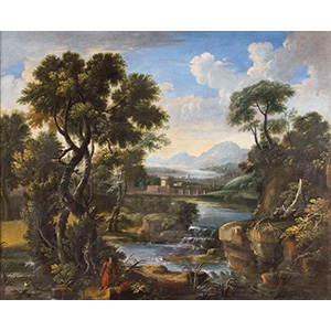 Artwork by Crescenzio d'Onofrio, Landscape with St. Jerome, Made of oil on canvas
