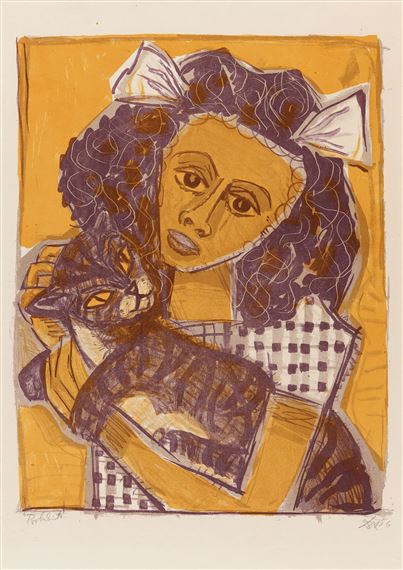 Mädchen mit Katze II (Kopf schräg)