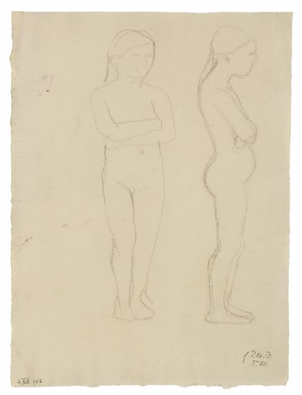 Becker - Mädchenakt mit verschränkten Armen by Paula Modersohn-Becker, Circa 1905/1906