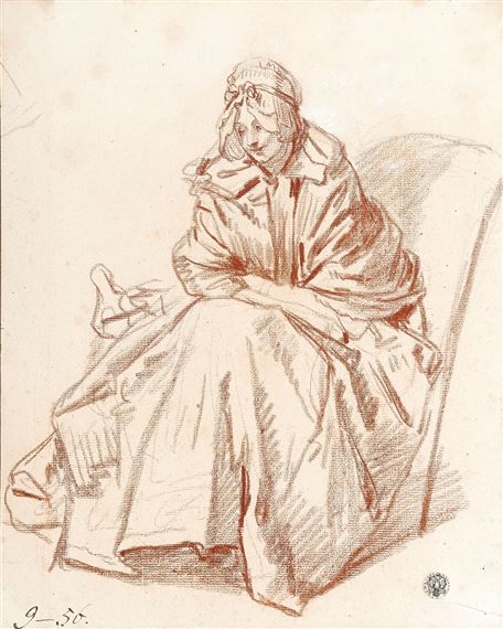 A Woman sitting in a Chair by Jean-Baptiste Greuze