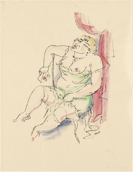 Three works: Akt mit Herzkarte. Weiblicher Akt mit Schleiertuch. Artist im Trikot by Richard Ziegler, 1926