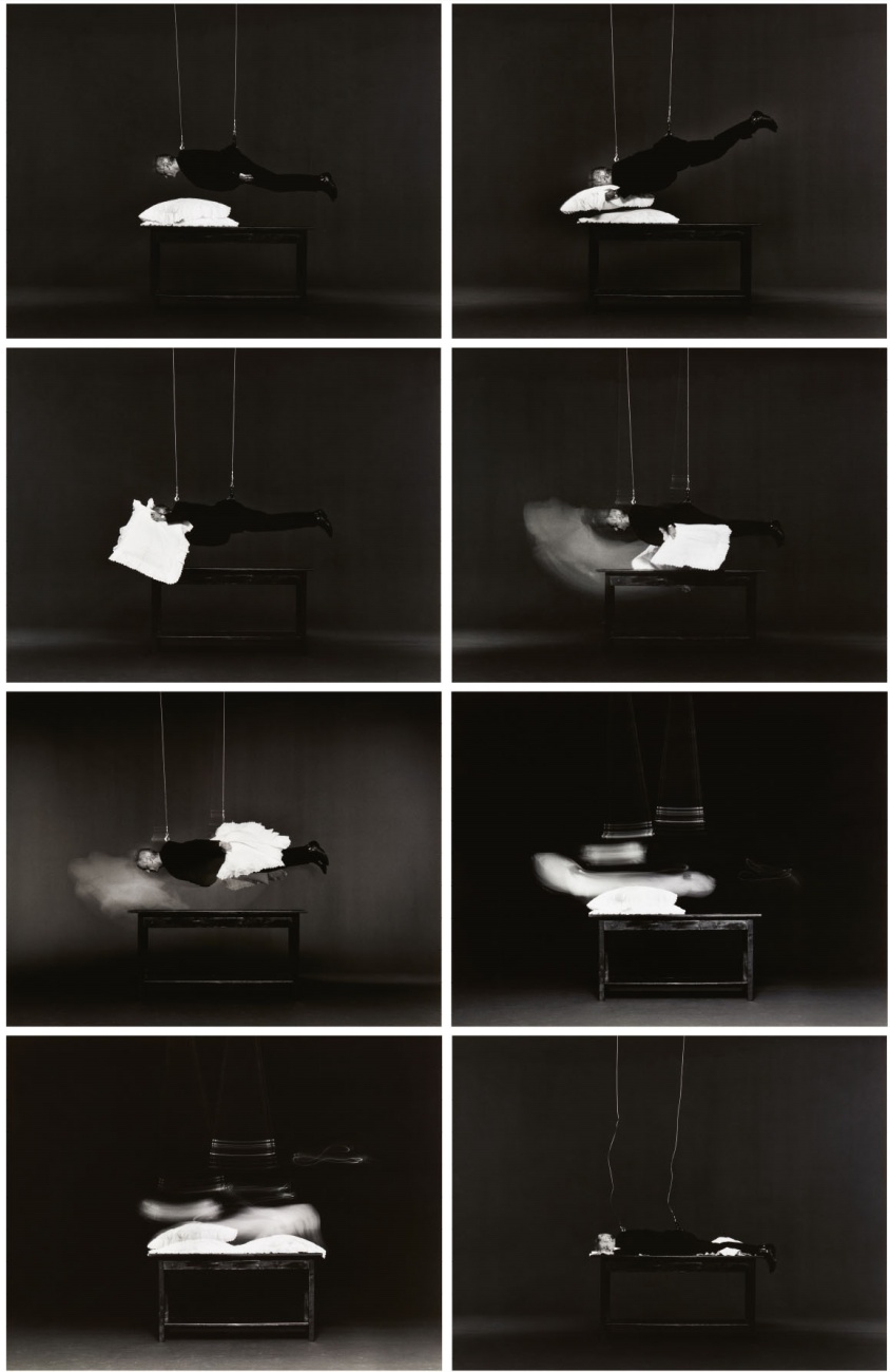 Artwork by Jürgen Klauke, Eight works: Daseinsrenovierung (from the series: Desaströses Ich), Made of gelatin silver prints